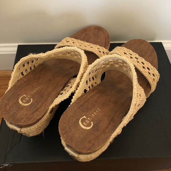 Women’s Wood finished open-toes wedge sandals - Picture 4 of 8